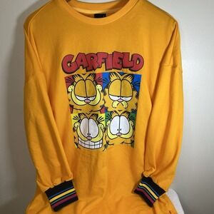 Garfield Graphic Crewneck Sweatshirt Dress Gown M Nickelodeon Loungewear Fleece